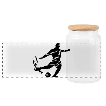 football - Panoramic Cookie Jar with Wooden Lid - white - Front