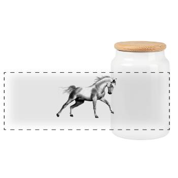 cheval - Boîte à biscuits avec couvercle en bois - blanc - Devant