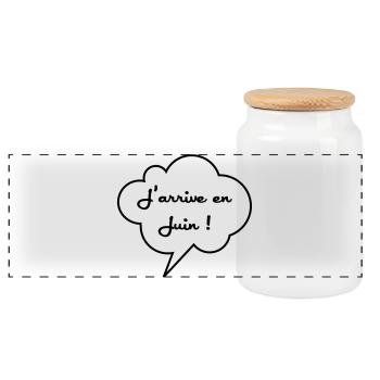 J'arrive en Juin ! - Boîte à biscuits avec couvercle en bois - blanc - Devant