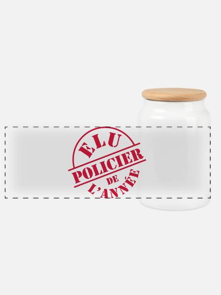 Polizist / Justiz / Polizei / Gewehr - Panorama Keksdose mit Holzdeckel - Weiß