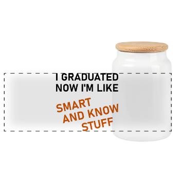 I Graduated - Panoramic Cookie Jar with Wooden Lid - white - Front