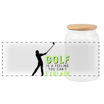Golf - Panorama Keksdose mit Holzdeckel - Weiß - Vorne