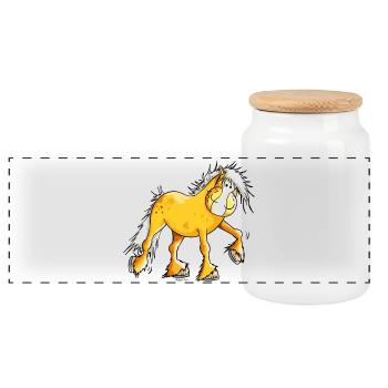 Hera der Haflinger - Panorama Keksdose mit Holzdeckel - Weiß - Vorne