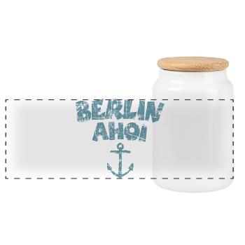 Berlin Ahoi Anker Vintage Hell - Panorama Keksdose mit Holzdeckel - Weiß - Vorne