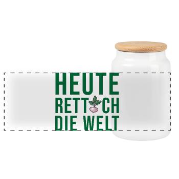Vegan Vegetarier Sprüche Veganer Lustiger Spruch - Panorama Keksdose mit Holzdeckel - Weiß - Vorne