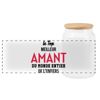 Amant / Maîtresse / Sexy / Sexe / Drague / Mariage - Panoramic Cookie Jar with Wooden Lid - white - Front