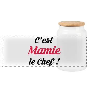 C'est Mamie le Chef ! Mamt Naissance Bébé Enfant - Boîte à biscuits avec couvercle en bois - blanc - Devant