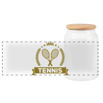Tennis - Sport - Ball - Player - Game - Sportsman - Panoramic Cookie Jar with Wooden Lid - white - Front