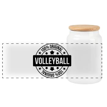 Volleyball - Volley Ball - Sport - Sportsman - Panoramic Cookie Jar with Wooden Lid - white - Front