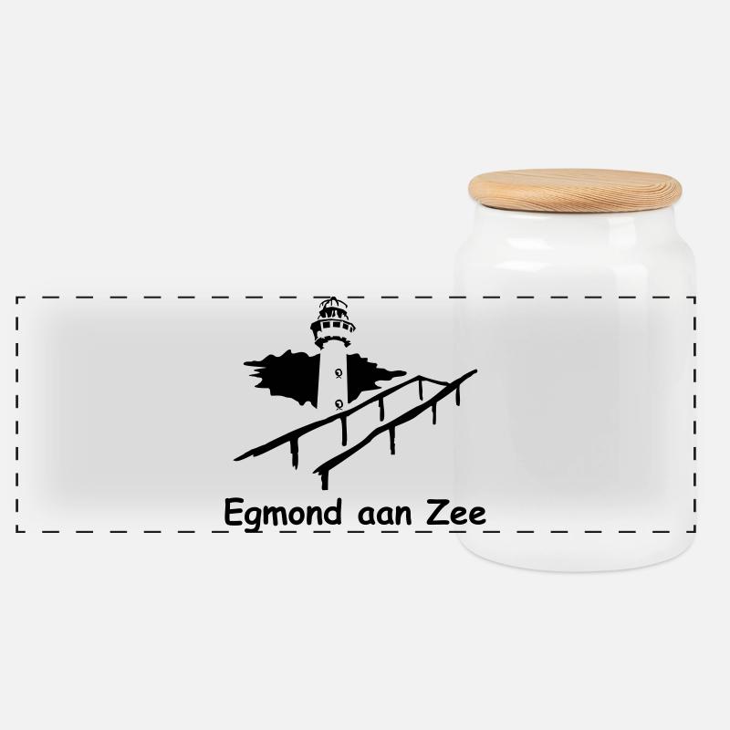Egmond aan Zee Leuchtturm - Panorama Keksdose mit Holzdeckel - Weiß