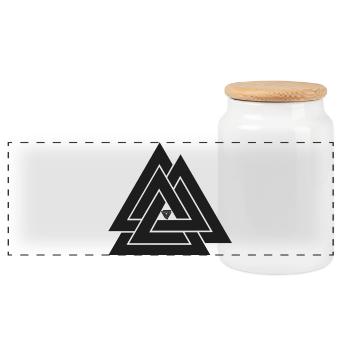 Valknut viking symbol - Panoramic Cookie Jar with Wooden Lid - white - Front