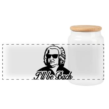 I'll be bach 2b - Panoramic Cookie Jar with Wooden Lid - white - Front