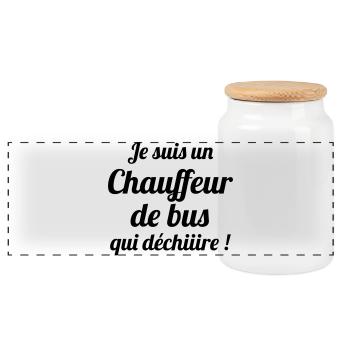 Bus / Conducteur / Travail / Métier / Job - Boîte à biscuits avec couvercle en bois - blanc - Devant