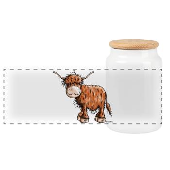 Highlander - Boîte à biscuits avec couvercle en bois - blanc - Devant