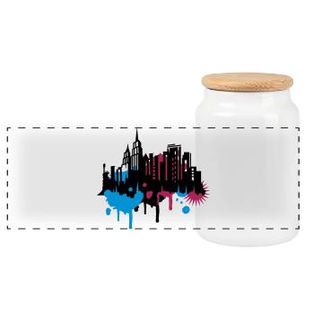 Großstadt stencil art New York City Graffiti - Panorama Keksdose mit Holzdeckel - Weiß - Vorne