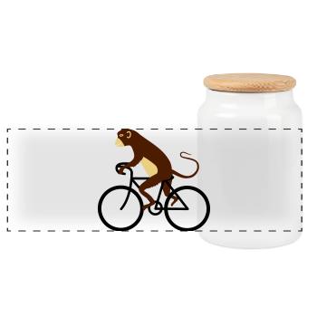 singe - Boîte à biscuits avec couvercle en bois - blanc - Devant