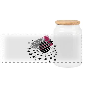Disco lights with 3D star, disco ball and diamond - Panoramic Cookie Jar with Wooden Lid - white - Front