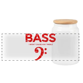 BASS I wont cause any treble (Vintage/Red) Bassist - Panoramic Cookie Jar with Wooden Lid - white - Front
