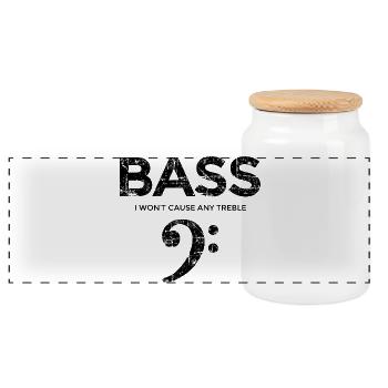 BASS I wont cause any treble (Vintage/Black) - Panoramic Cookie Jar with Wooden Lid - white - Front