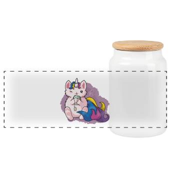 Kitty Katacorn Teatime - Panoramic Cookie Jar with Wooden Lid - white - Front