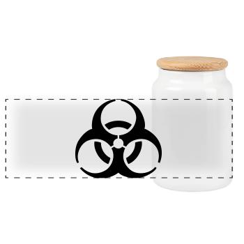 Biohazard - Biohazard symbol -Biohazard - Panoramic Cookie Jar with Wooden Lid - white - Front