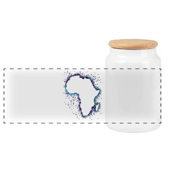 Africa - Panoramic Cookie Jar with Wooden Lid - white - Front