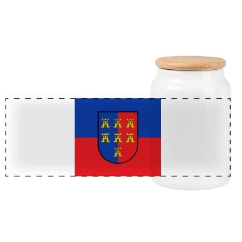 Transylvania coat of arms on a blue-red background - Panoramic Cookie Jar with Wooden Lid - white - Front