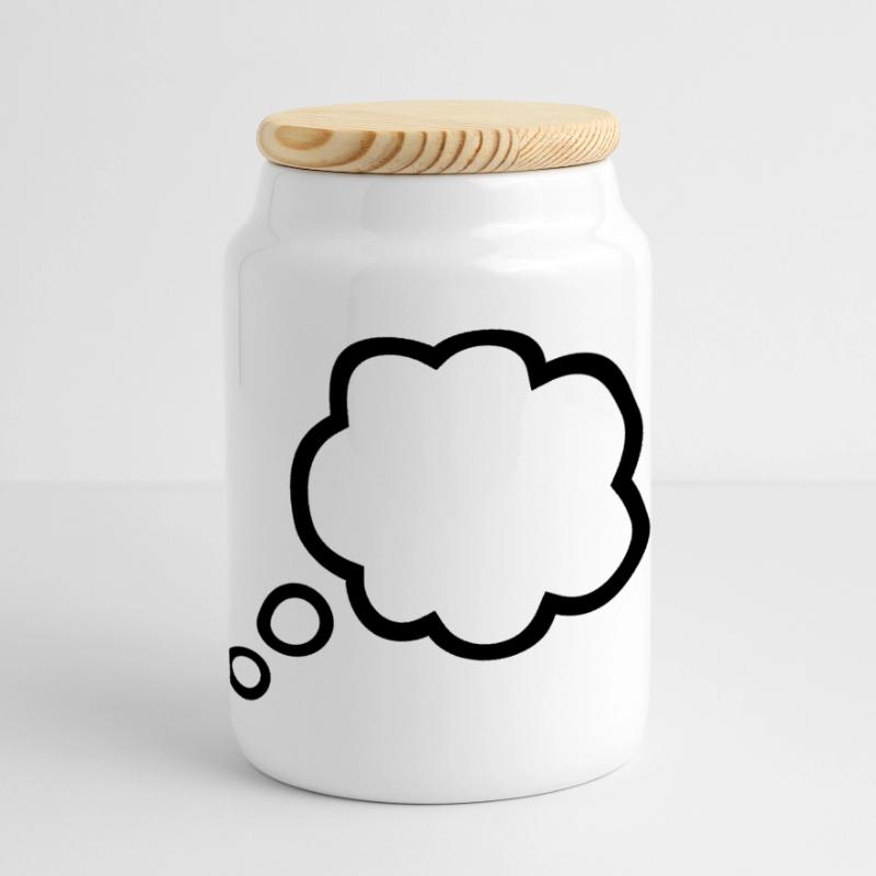 Thinking Bubble Comic Thought Bubble Bubble Thoughts Panoramic Cookie Jar with Wooden Lid