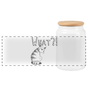 Genervte Katze I Katzenmotiv mit Spruch I - Panorama Keksdose mit Holzdeckel - Weiß - Vorne