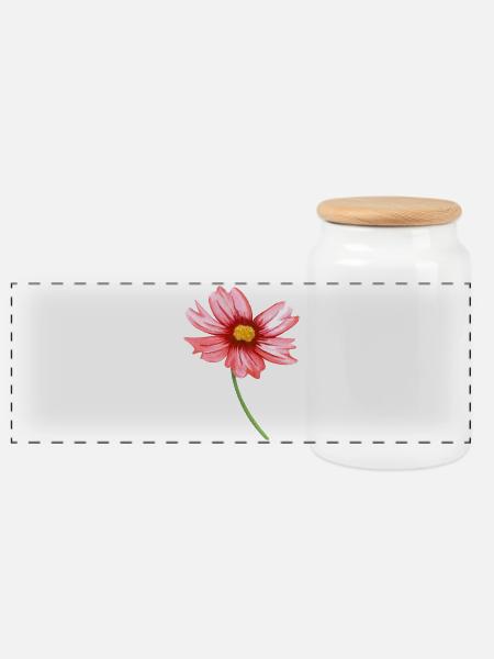 Blume - Panorama Keksdose mit Holzdeckel - Weiß