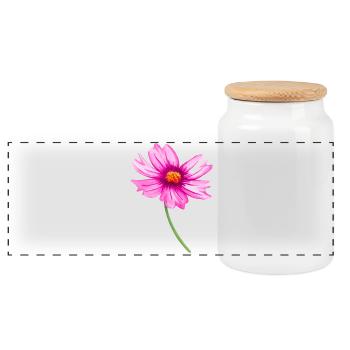 Blume - Panorama Keksdose mit Holzdeckel - Weiß - Vorne