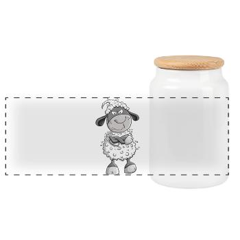 Nö Schaf I Nein Statement Comic Tiermotiv Fun - Panorama Keksdose mit Holzdeckel - Weiß - Vorne