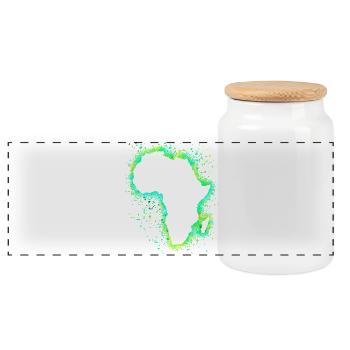Africa - Panoramic Cookie Jar with Wooden Lid - white - Front
