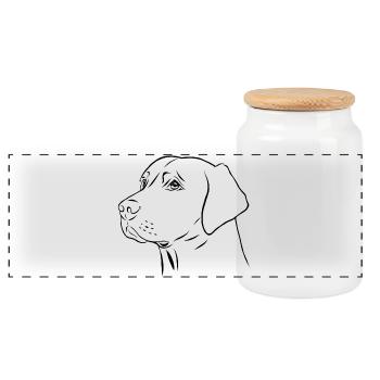 Drawn Labrador Retriever Portrait - Panoramic Cookie Jar with Wooden Lid - white - Front