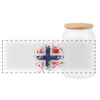 Norwegen Flagge Splash Norway Design - Panorama Keksdose mit Holzdeckel - Weiß - Vorne