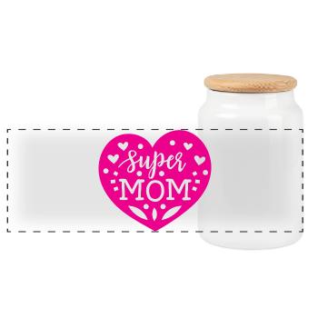 Super maman - Boîte à biscuits avec couvercle en bois - blanc - Devant