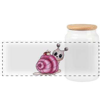 shell pink - Panoramic Cookie Jar with Wooden Lid - white - Front