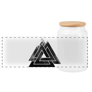 Valknut viking symbol - Panoramic Cookie Jar with Wooden Lid - white - Front