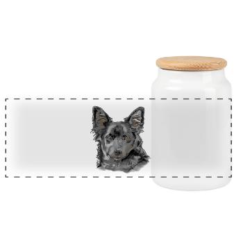 Australian Shepherd - Panoramic Cookie Jar with Wooden Lid - white - Front