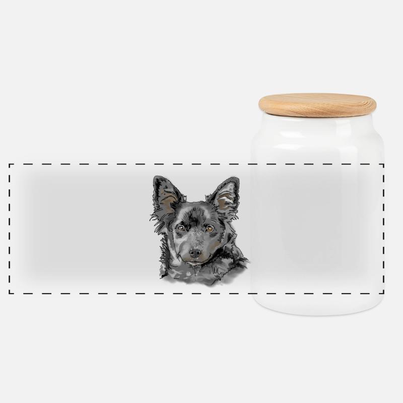 Australian Shepherd - Panorama Keksdose mit Holzdeckel - Weiß