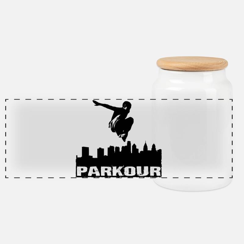 Parkour - Panorama Keksdose mit Holzdeckel - Weiß