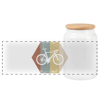 bicycle - Panoramic Cookie Jar with Wooden Lid - white - Front