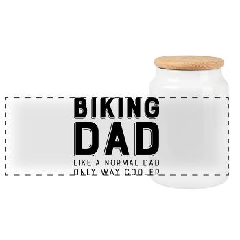 Papa vélo - Boîte à biscuits avec couvercle en bois - blanc - Devant