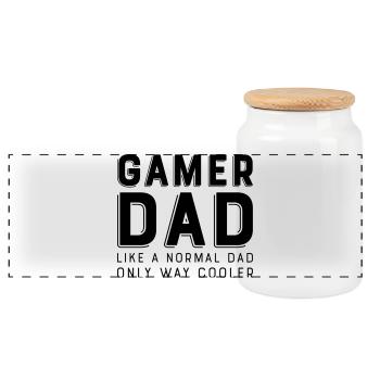 Gamer dad - Panoramic Cookie Jar with Wooden Lid - white - Front