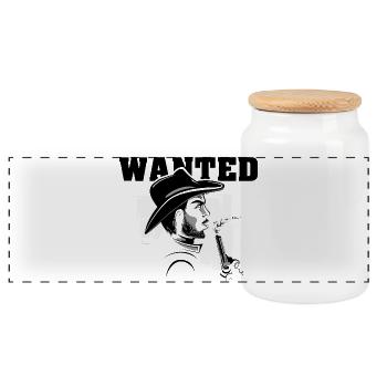 Symbole de cowboy recherché Logo Symbole de l’Ouest - Boîte à biscuits avec couvercle en bois - blanc - Devant