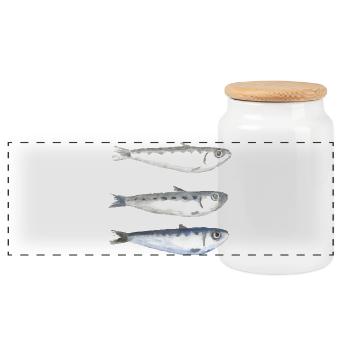 sardine - Panoramic Cookie Jar with Wooden Lid - white - Front