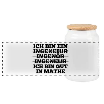 Ingenieur Ich bin gut in Mathe Geschenk - Panorama Keksdose mit Holzdeckel - Weiß - Vorne