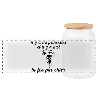 Il y a les princesses et moi la fee pas chier - Boîte à biscuits avec couvercle en bois - blanc - Devant