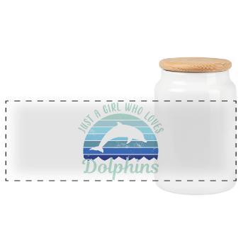 Dauphin dauphin - Boîte à biscuits avec couvercle en bois - blanc - Devant
