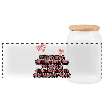 Friseurinnen sind wundervolle Menschen, die mehr.. - Panorama Keksdose mit Holzdeckel - Weiß - Vorne